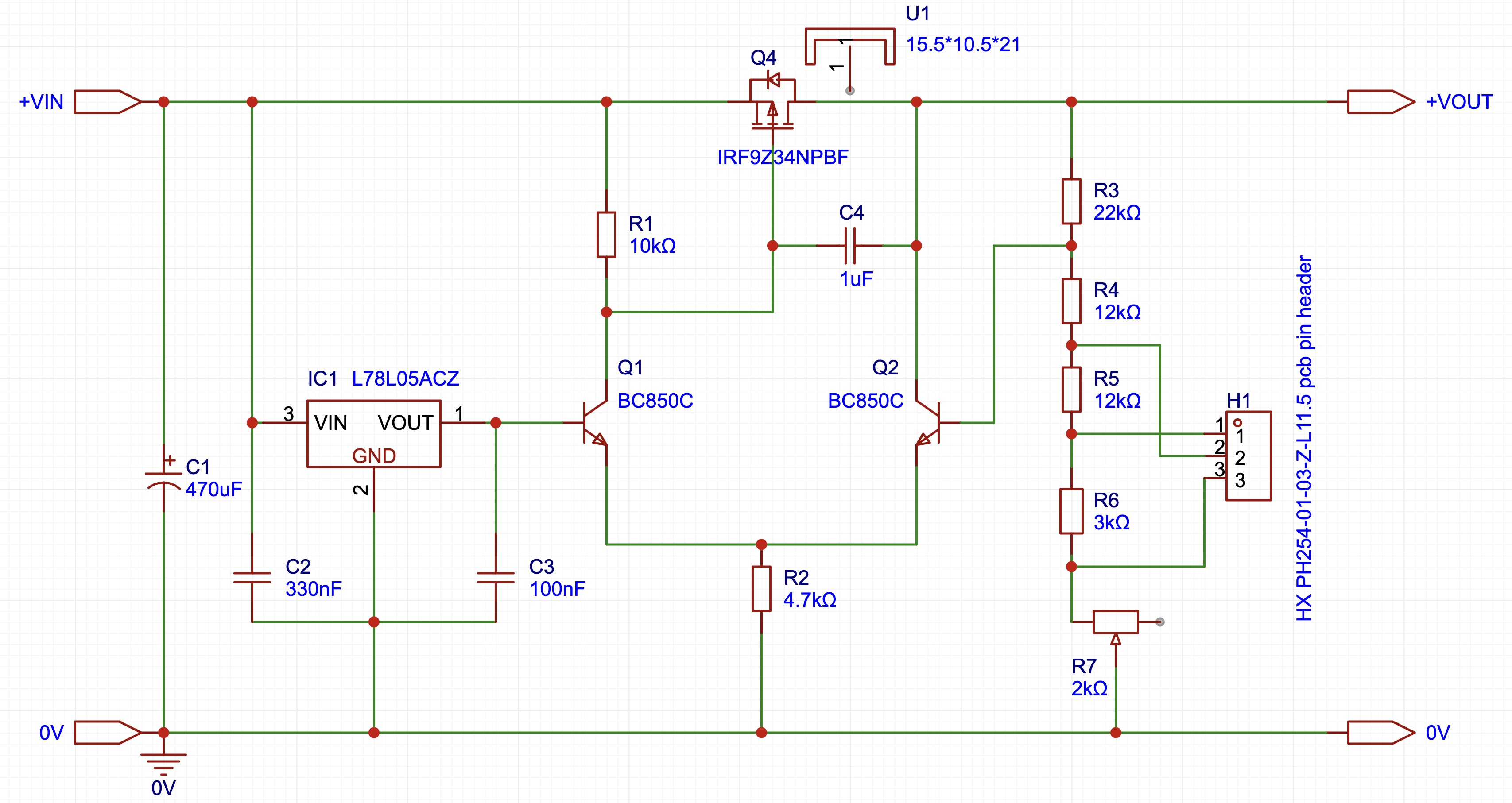 M9OMS VLDO V1 schematic - low dropout (LDO) linear regulator for QRP radios such as the QRP Labs QMX
